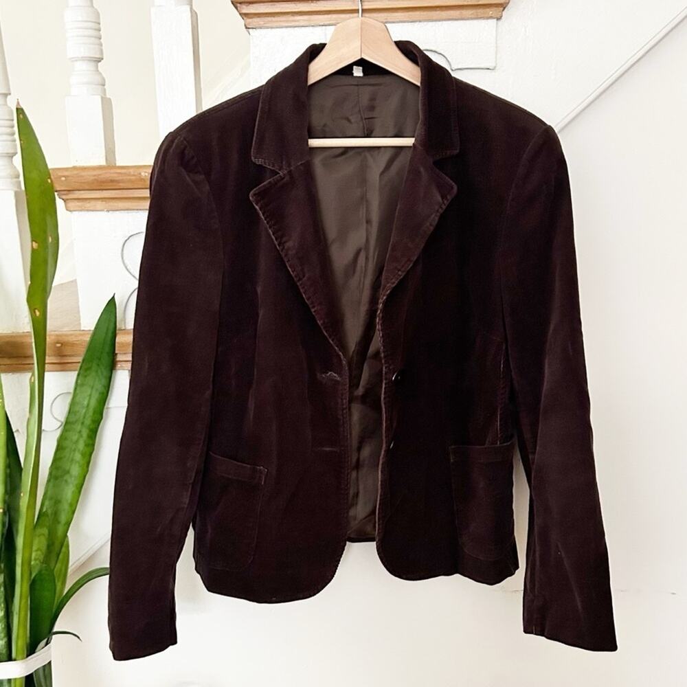 Womens Brown Corduroy Blazer Jacket Made in Italy Chic Stylish Cotton Size 46